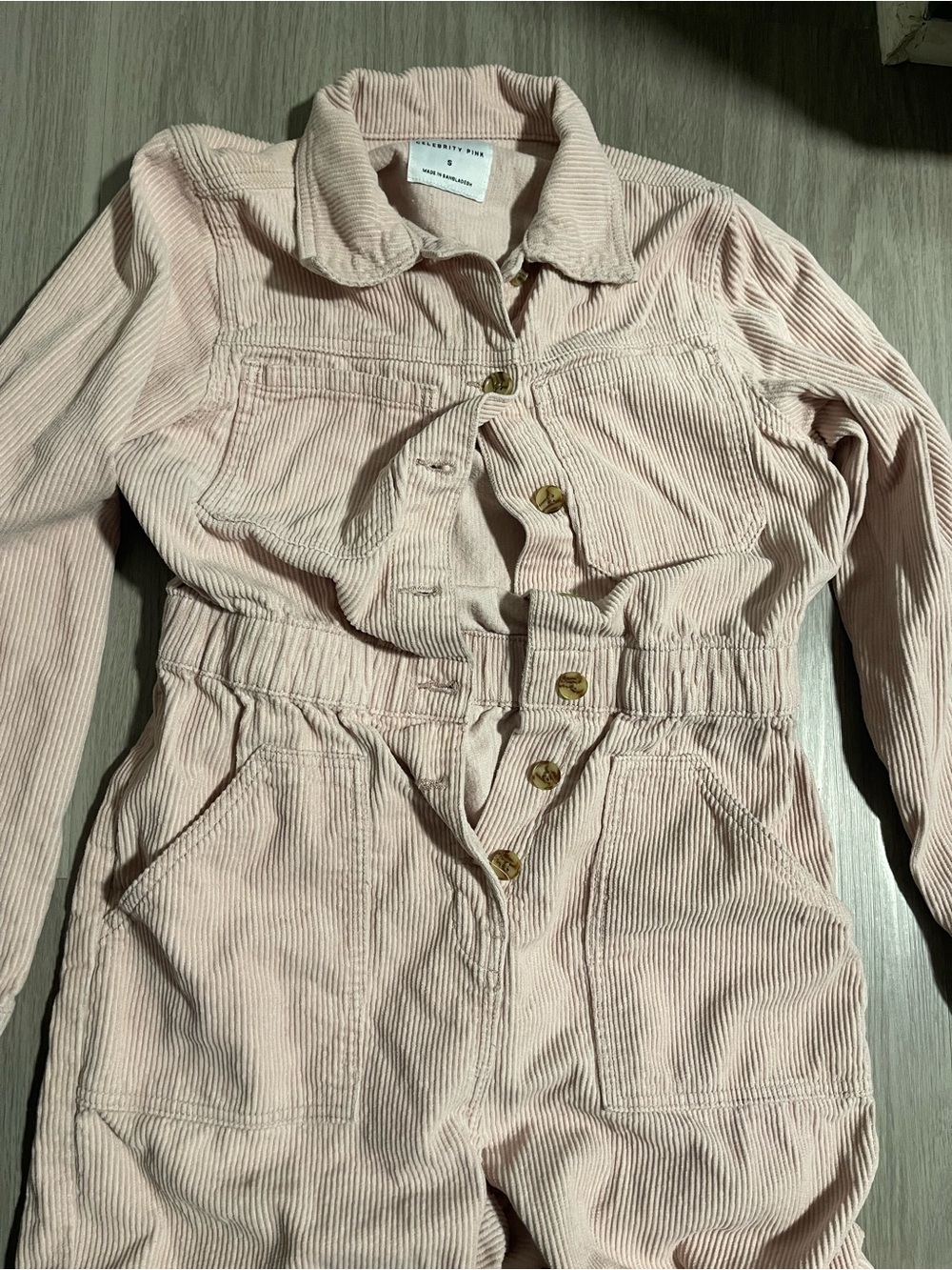 Light Pink Corduroy Jumpsuit - Picture 3 of 6